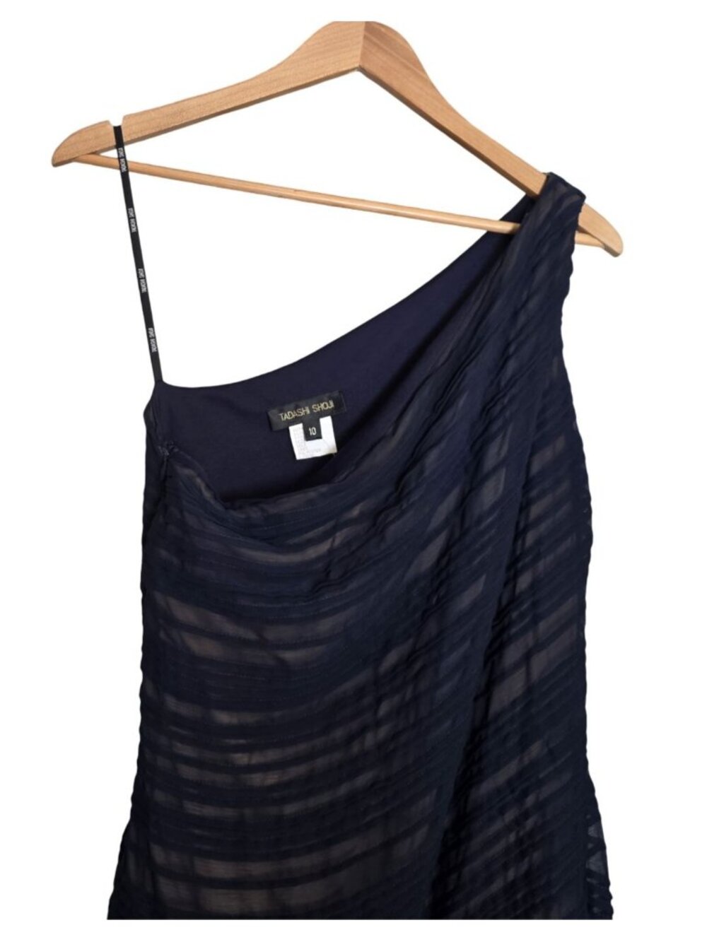NWT Women's - Tadashi Shoji Navy Blue One Shoulder Formal Dress, Size 10 - Picture 3 of 11